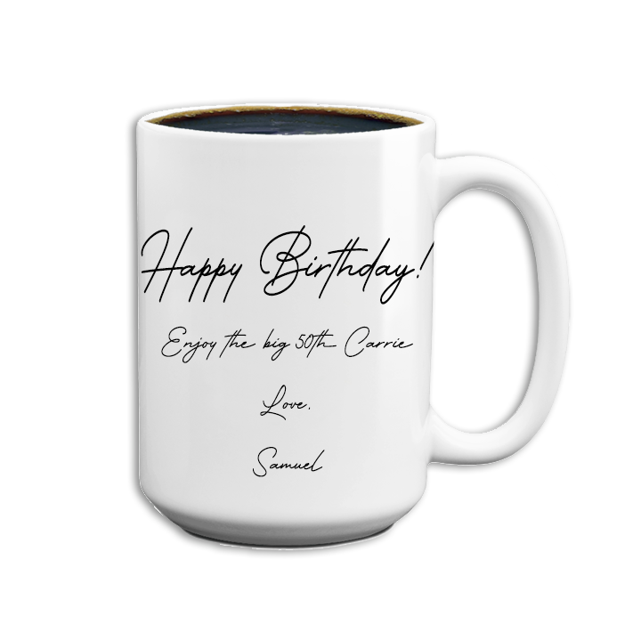 Handwritten Birthday Message Mug