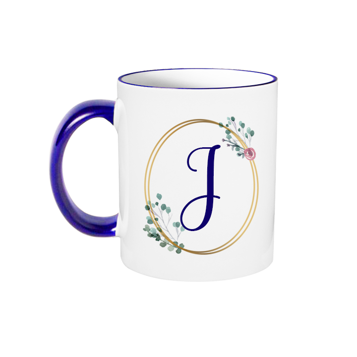 Floral Letter Cobalt Blue Mug (11oz)