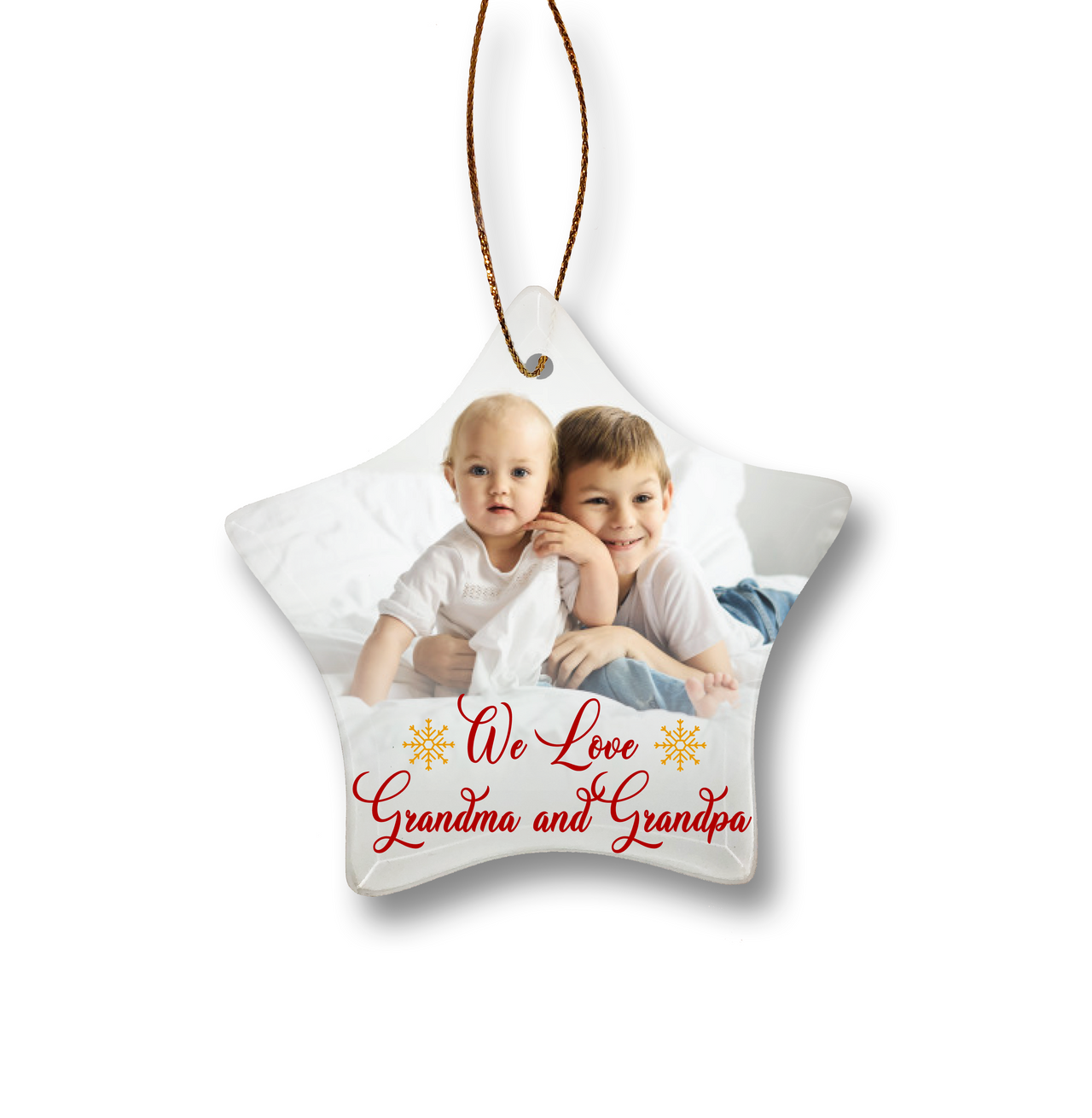 We Love Grandma and Grandpa Star Glass Ornament