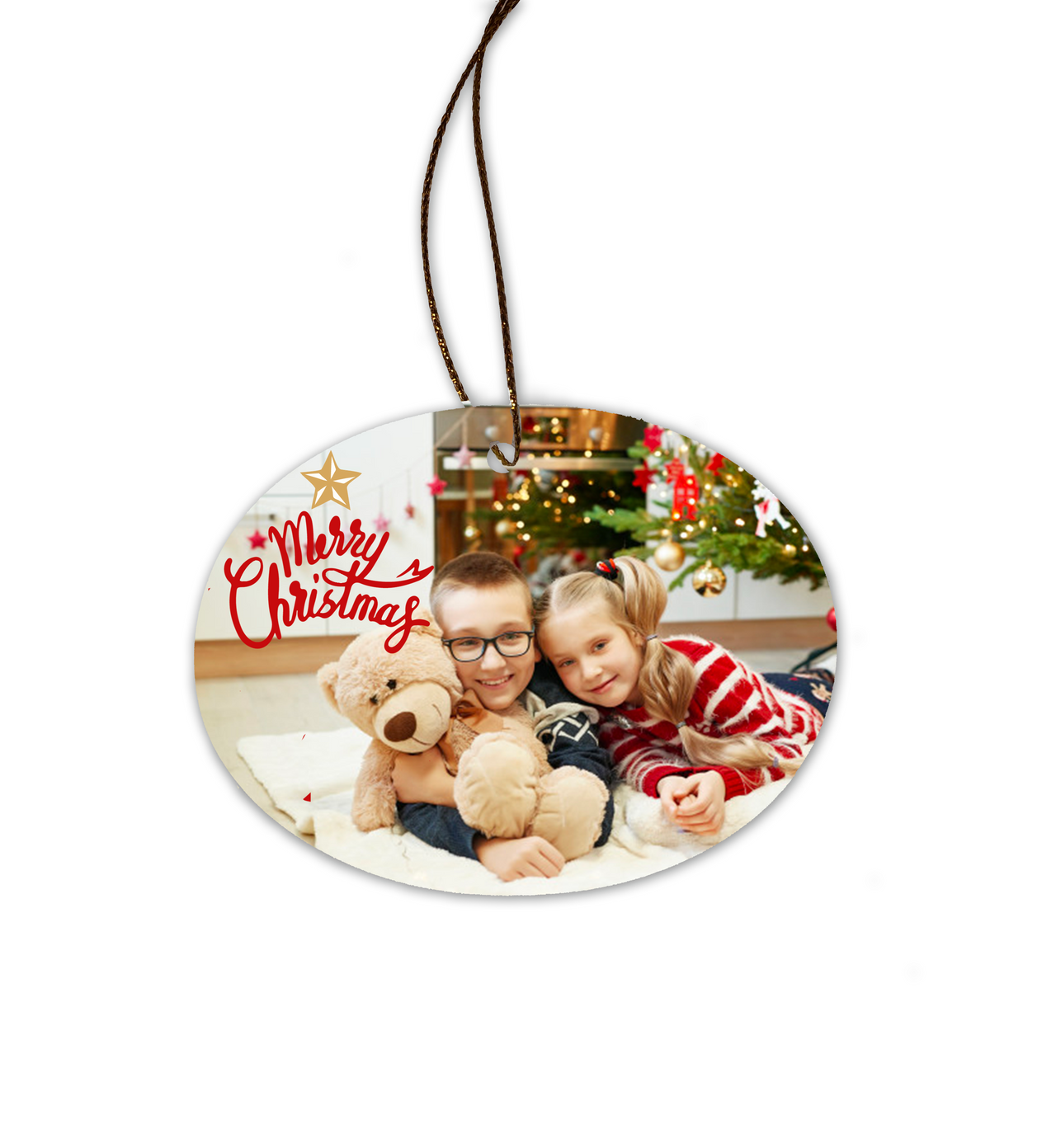 Merry Christmas Custom Photo Glass Ornament