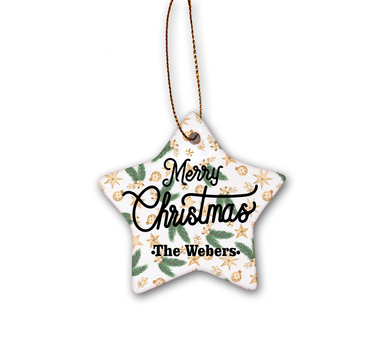 Porcelain Star Family Name Ornament