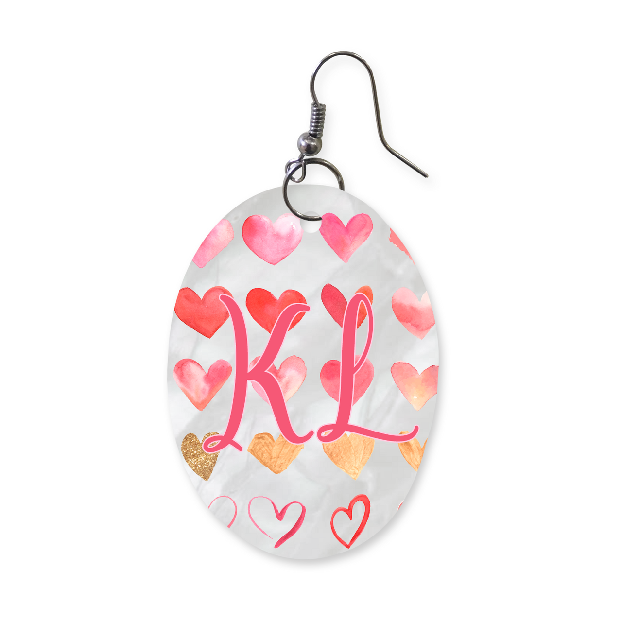 Love Struck Initialed Shell Earrings (Oval)- One Pair