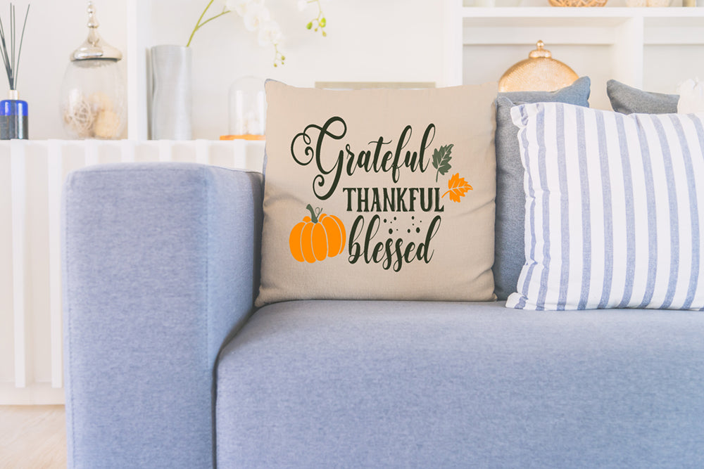 Grateful Thankful Blessed Pillow