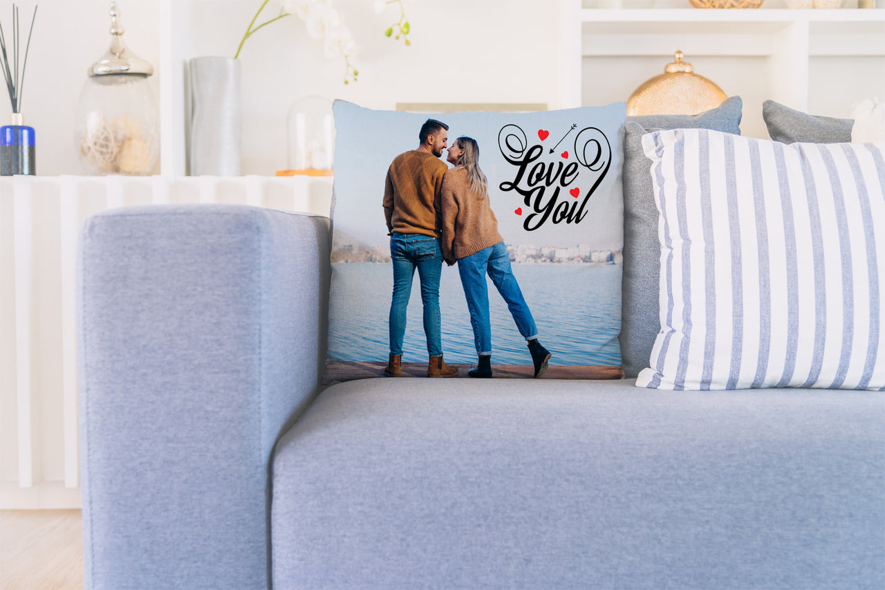 Love You Valentine Custom Photo Pillow